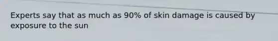 Experts say that as much as 90% of skin damage is caused by exposure to the sun