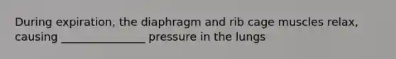 During expiration, the diaphragm and rib cage muscles relax, causing _______________ pressure in the lungs