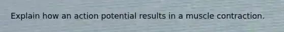 Explain how an action potential results in a <a href='https://www.questionai.com/knowledge/k0LBwLeEer-muscle-contraction' class='anchor-knowledge'>muscle contraction</a>.