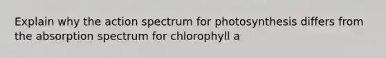 Explain why the action spectrum for photosynthesis differs from the absorption spectrum for chlorophyll a