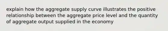 explain how the aggregate supply curve illustrates the positive relationship between the aggregate price level and the quantity of aggregate output supplied in the economy