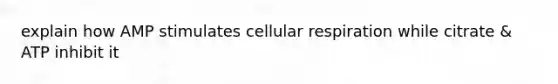 explain how AMP stimulates cellular respiration while citrate & ATP inhibit it