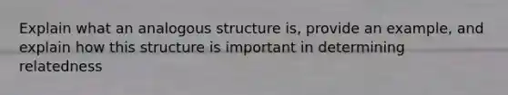 Explain what an analogous structure is, provide an example, and explain how this structure is important in determining relatedness