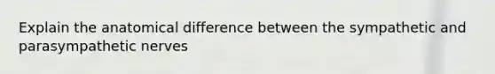 Explain the anatomical difference between the sympathetic and parasympathetic nerves