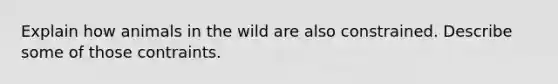 Explain how animals in the wild are also constrained. Describe some of those contraints.