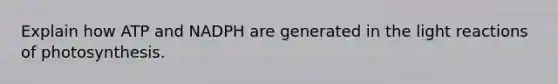 Explain how ATP and NADPH are generated in the light reactions of photosynthesis.