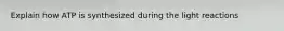 Explain how ATP is synthesized during the light reactions