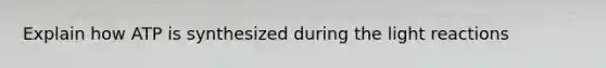 Explain how ATP is synthesized during the light reactions