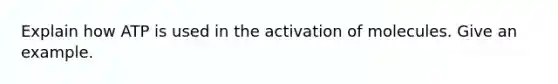 Explain how ATP is used in the activation of molecules. Give an example.