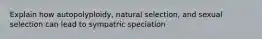 Explain how autopolyploidy, natural selection, and sexual selection can lead to sympatric speciation