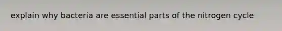 explain why bacteria are essential parts of the nitrogen cycle