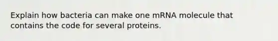 Explain how bacteria can make one mRNA molecule that contains the code for several proteins.