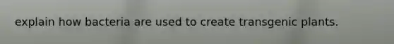 explain how bacteria are used to create transgenic plants.