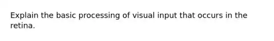 Explain the basic processing of visual input that occurs in the retina.