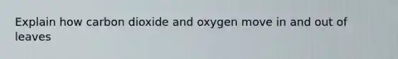 Explain how carbon dioxide and oxygen move in and out of leaves