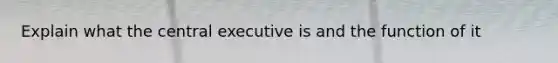 Explain what the central executive is and the function of it