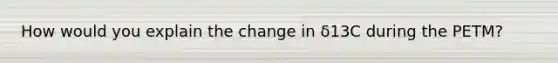 How would you explain the change in δ13C during the PETM?