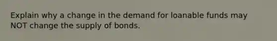 Explain why a change in the demand for loanable funds may NOT change the supply of bonds.