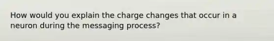 How would you explain the charge changes that occur in a neuron during the messaging process?