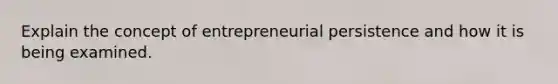 Explain the concept of entrepreneurial persistence and how it is being examined.