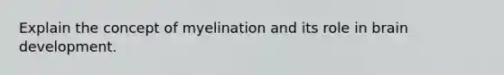 Explain the concept of myelination and its role in brain development.