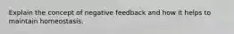 Explain the concept of negative feedback and how it helps to maintain homeostasis.