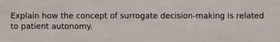 Explain how the concept of surrogate decision-making is related to patient autonomy.