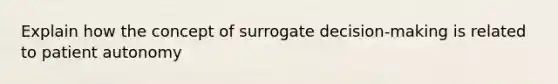 Explain how the concept of surrogate decision-making is related to patient autonomy