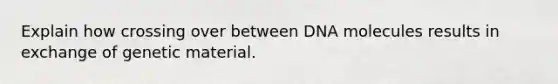 Explain how crossing over between DNA molecules results in exchange of genetic material.