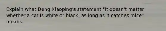 Explain what Deng Xiaoping's statement "It doesn't matter whether a cat is white or black, as long as it catches mice" means.