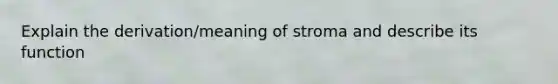 Explain the derivation/meaning of stroma and describe its function