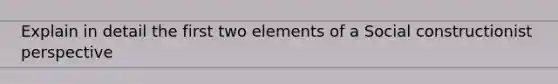 Explain in detail the first two elements of a Social constructionist perspective