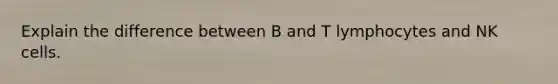 Explain the difference between B and T lymphocytes and NK cells.