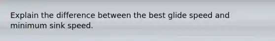Explain the difference between the best glide speed and minimum sink speed.