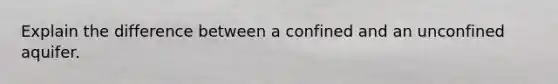 Explain the difference between a confined and an unconfined aquifer.