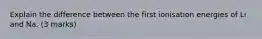 Explain the difference between the first ionisation energies of Li and Na. (3 marks)