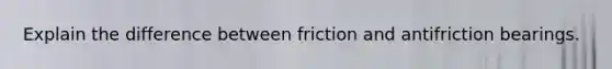 Explain the difference between friction and antifriction bearings.