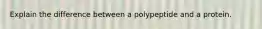 Explain the difference between a polypeptide and a protein.