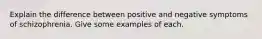 Explain the difference between positive and negative symptoms of schizophrenia. Give some examples of each.