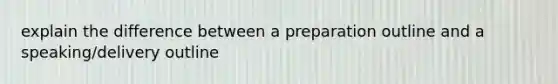 explain the difference between a preparation outline and a speaking/delivery outline