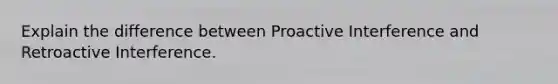 Explain the difference between Proactive Interference and Retroactive Interference.