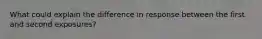 What could explain the difference in response between the first and second exposures?
