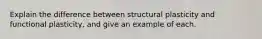 Explain the difference between structural plasticity and functional plasticity, and give an example of each.