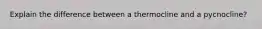 Explain the difference between a thermocline and a pycnocline?