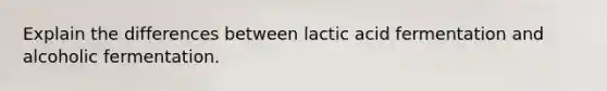 Explain the differences between lactic acid fermentation and alcoholic fermentation.