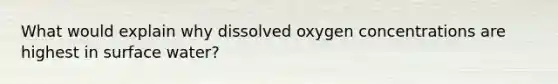 What would explain why dissolved oxygen concentrations are highest in surface water?