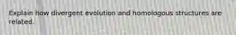 Explain how divergent evolution and homologous structures are related.