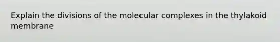 Explain the divisions of the molecular complexes in the thylakoid membrane