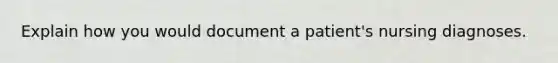 Explain how you would document a patient's nursing diagnoses.