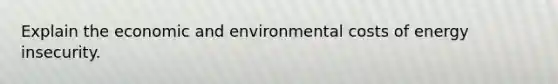 Explain the economic and environmental costs of energy insecurity.